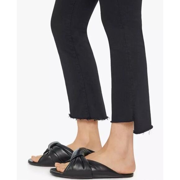 Mother The Insider Crop Step Fray Size 27 Black Jeans Not Guilty Stretchy USA - Picture 4 of 13